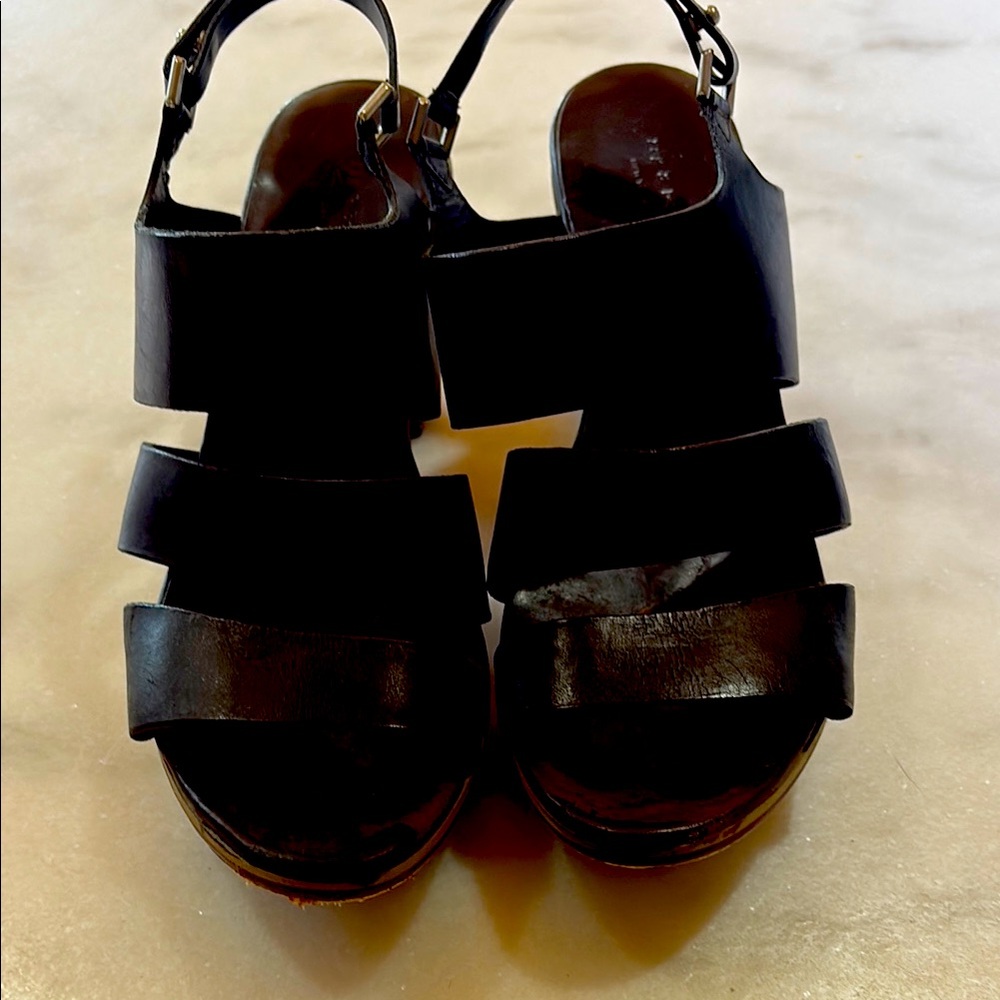 Rag & Bone Black Leather Sandals with Chunky Sole